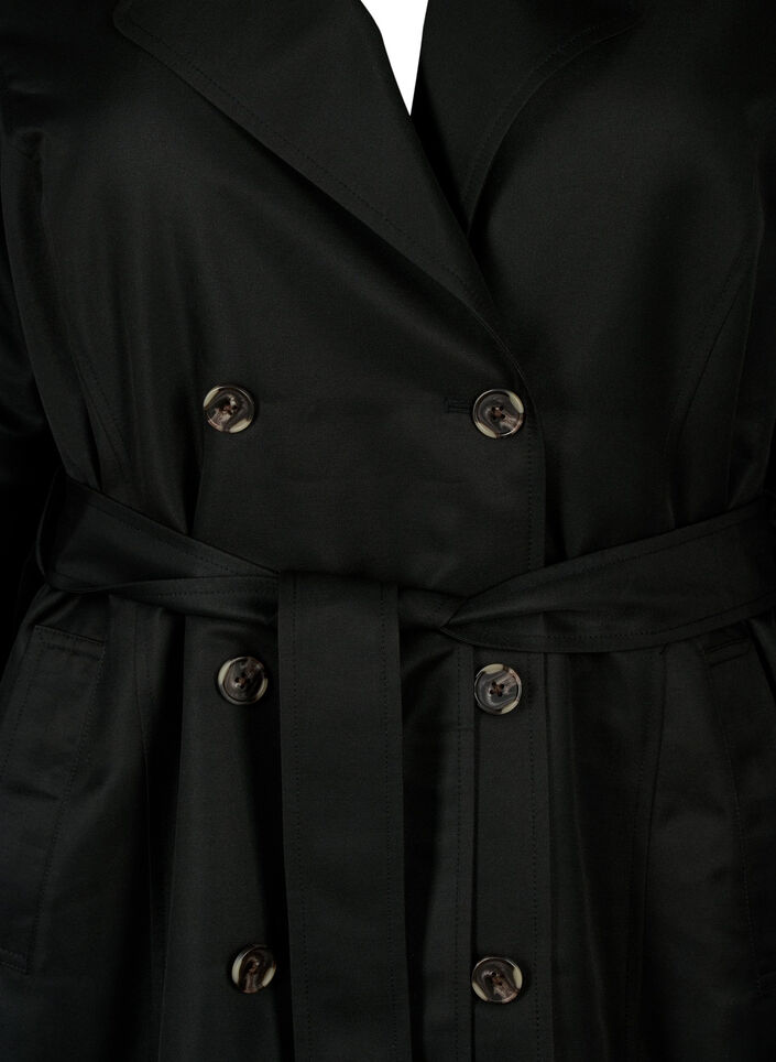 Trench court avec ceinture, Noir, Packshot image number 2