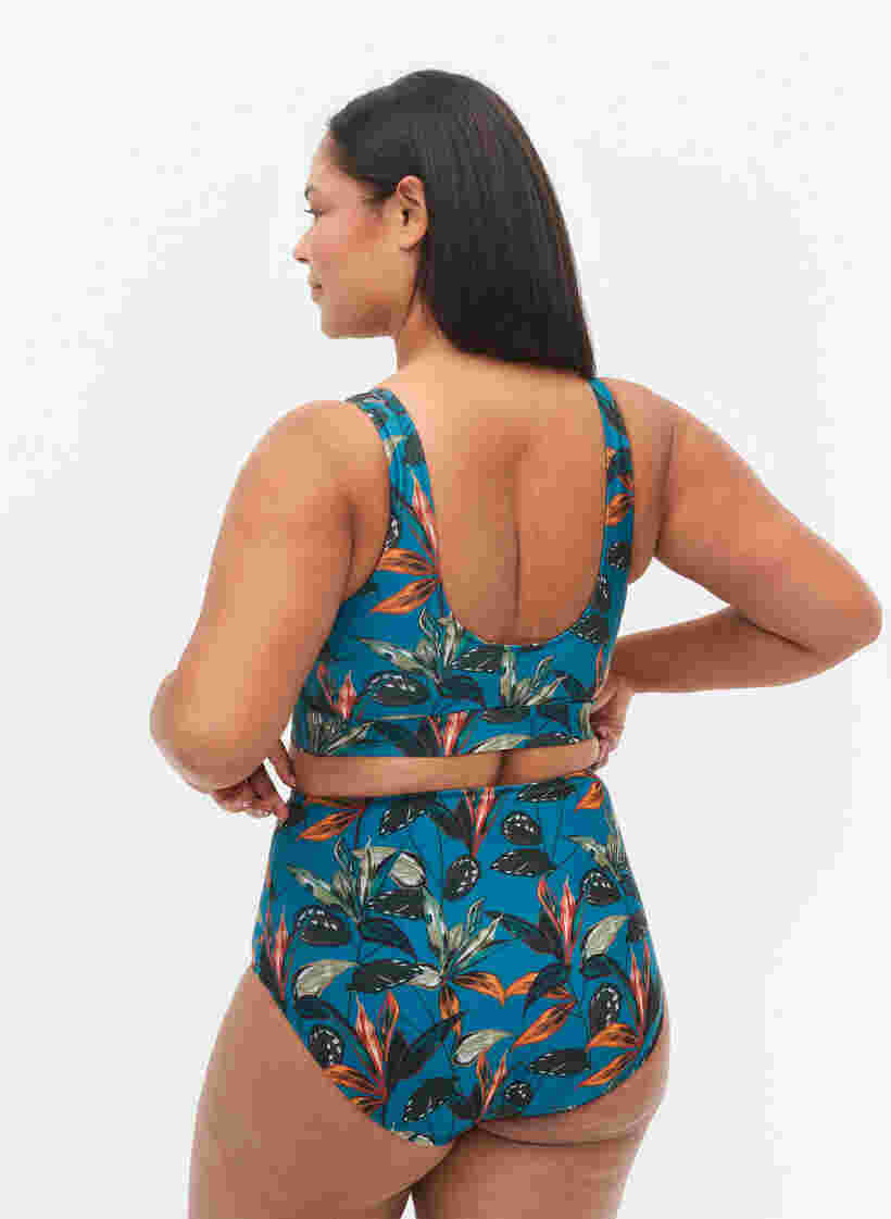 Bas de bikini taille haute avec imprimé, Leaf Print , Model image number 1