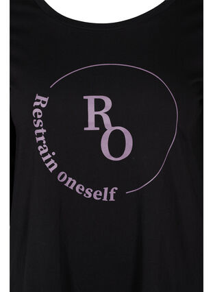 T-shirt en coton à manches 3/4, Black RO, Packshot image number 2