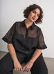 Transparant shirt met korte mouwen met borstzakken, Zwart, Model image number 0