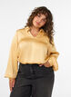 Blouse met overhemdkraag en V-hals, Geel, Model image number 0