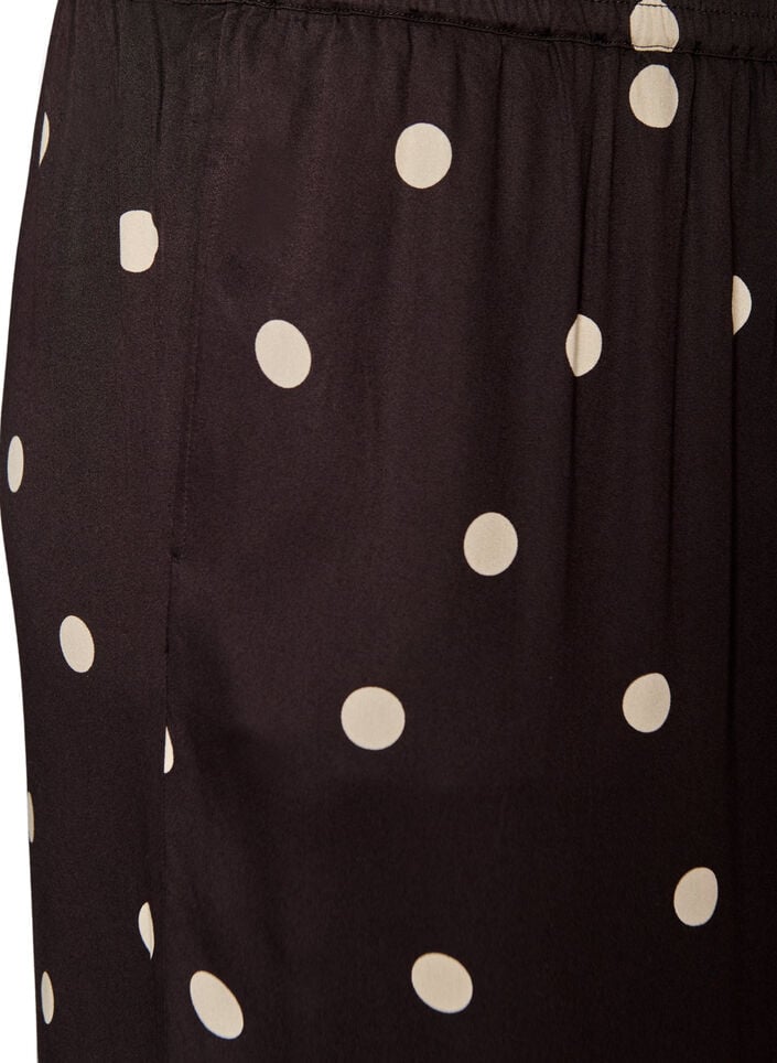 Pantalon en viscose &agrave; pois et &agrave; coupe ample, Marron, Packshot