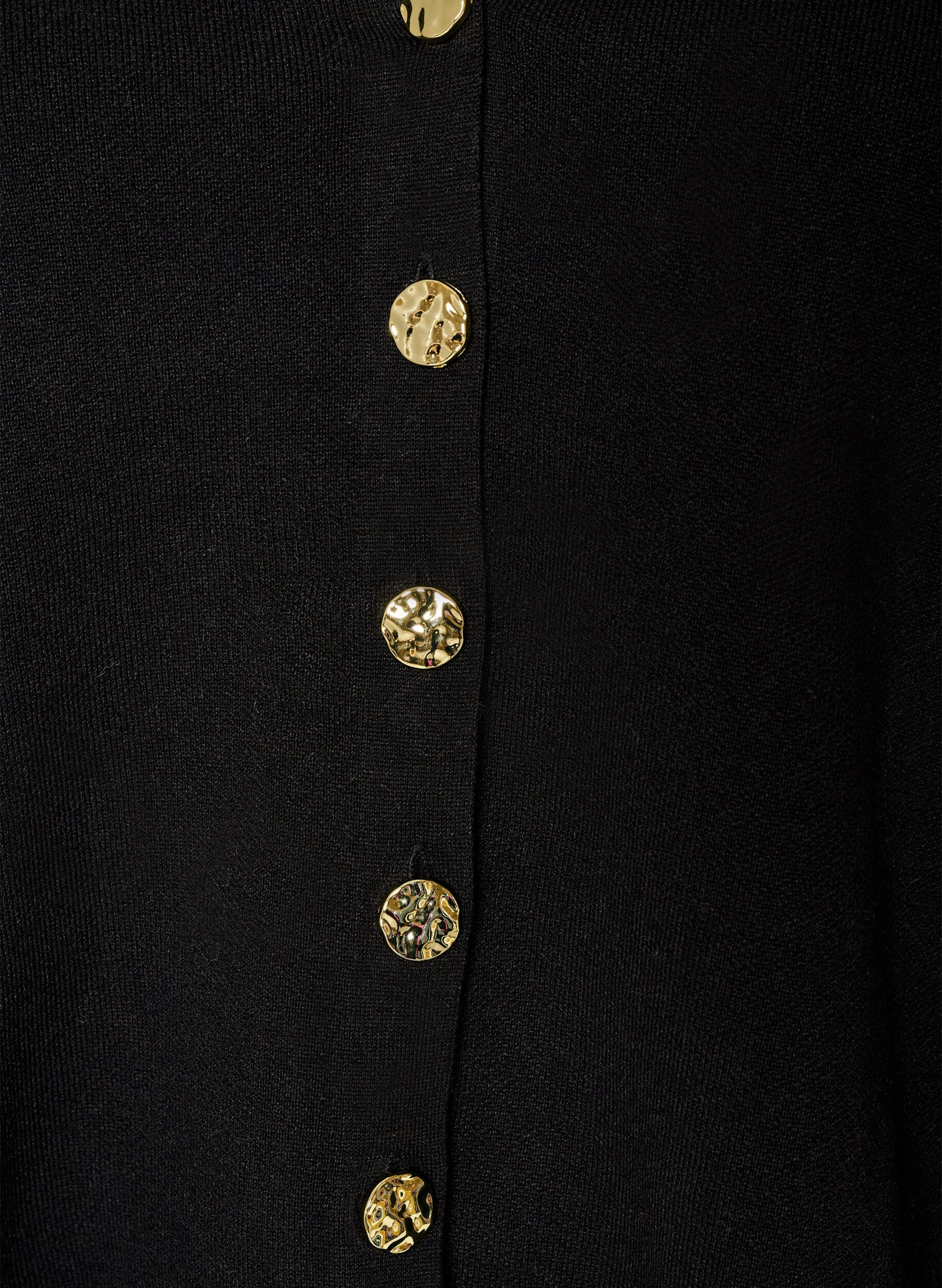ZizziFijngebreid cardigan met decoratieve knopen, Zwart, Packshot image number 2