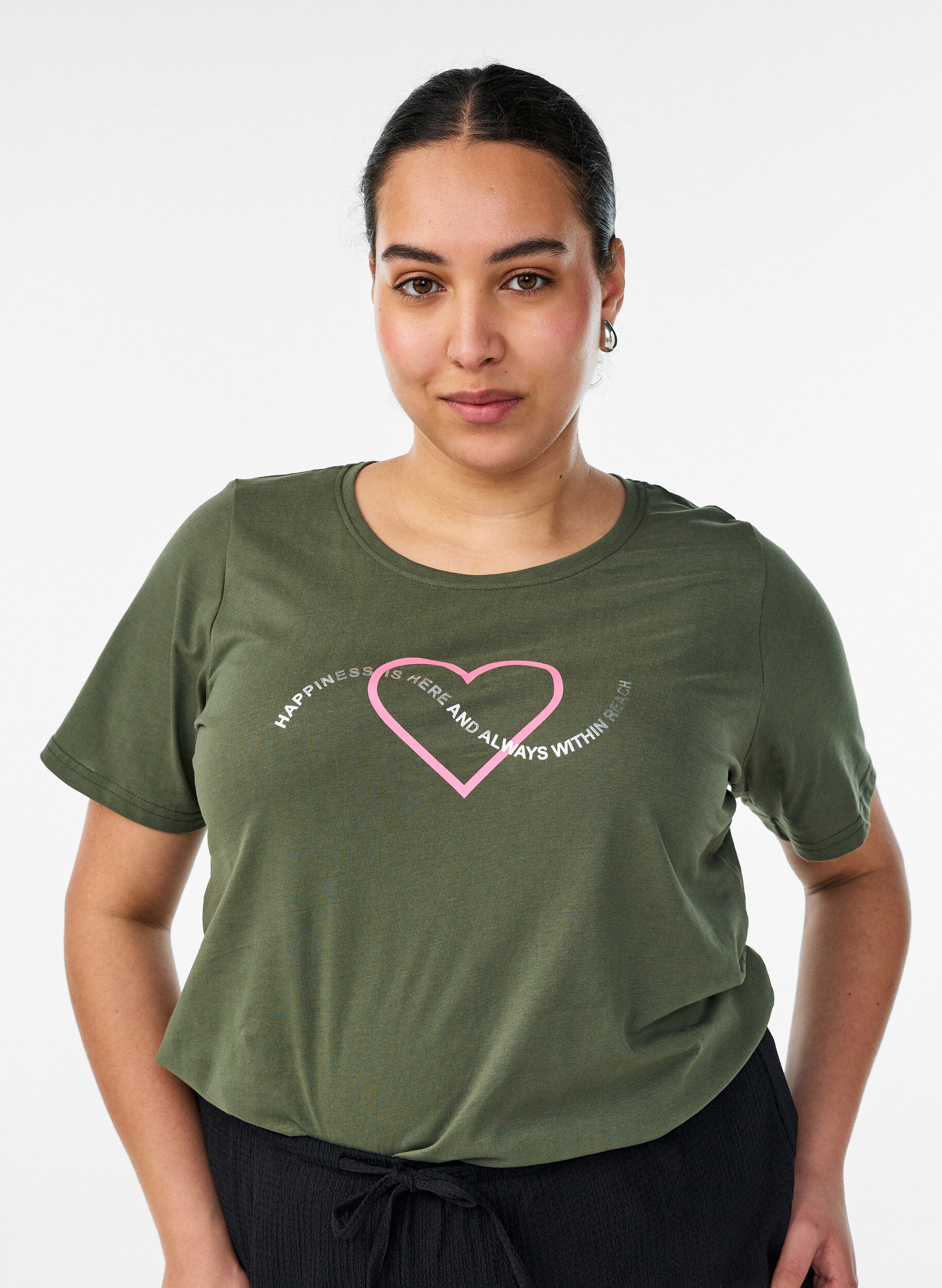 T-shirt met motief, Groen, Model