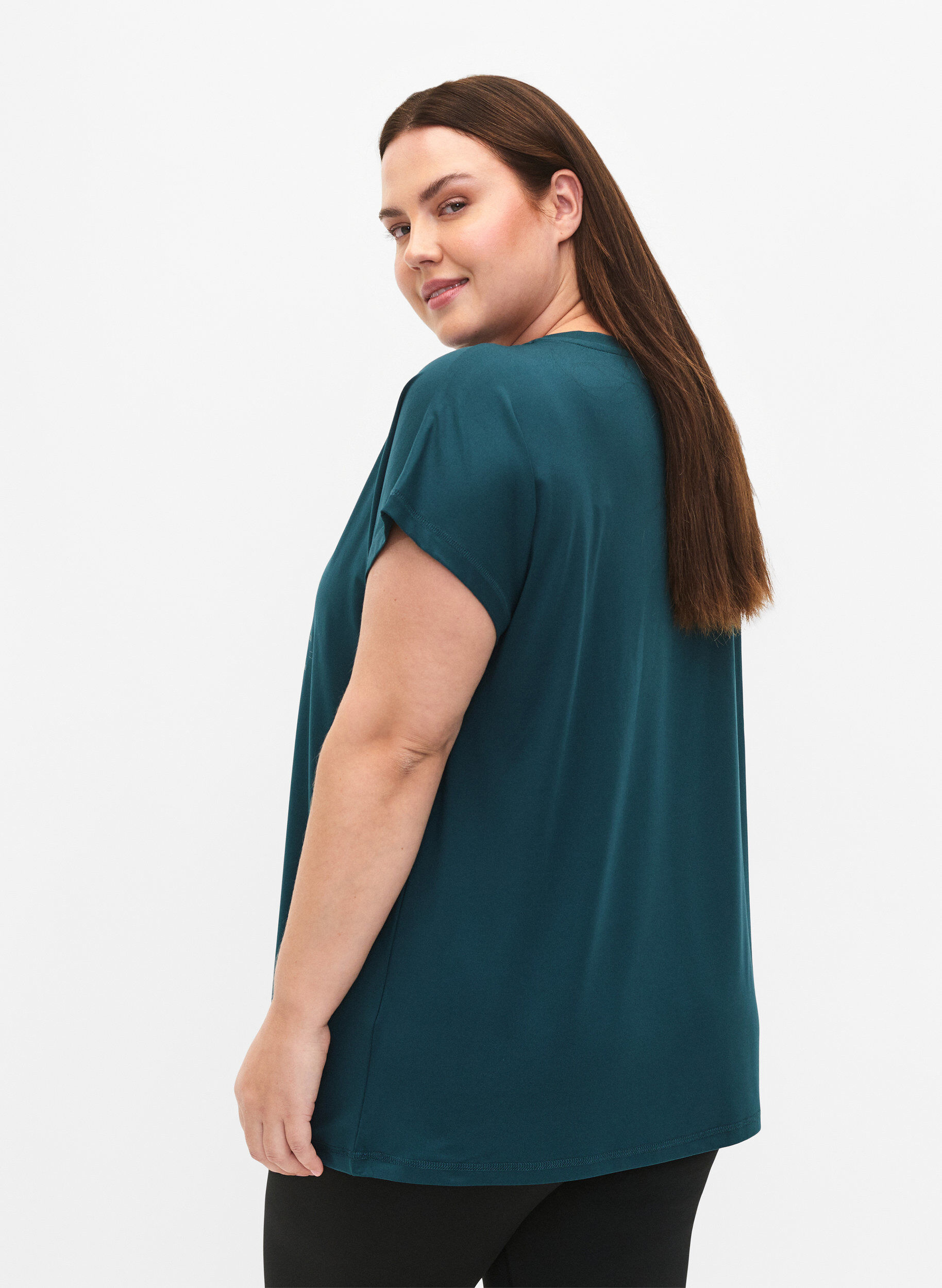 ZizziTrainings-T-shirt met korte mouwen en print, Deep Teal/Pacific, Model image number 1