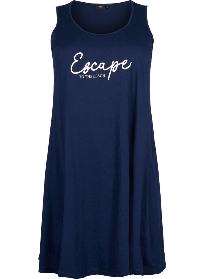 Robe sans manches en coton avec forme en A, Navy B. W. Escape, Packshot image number 0