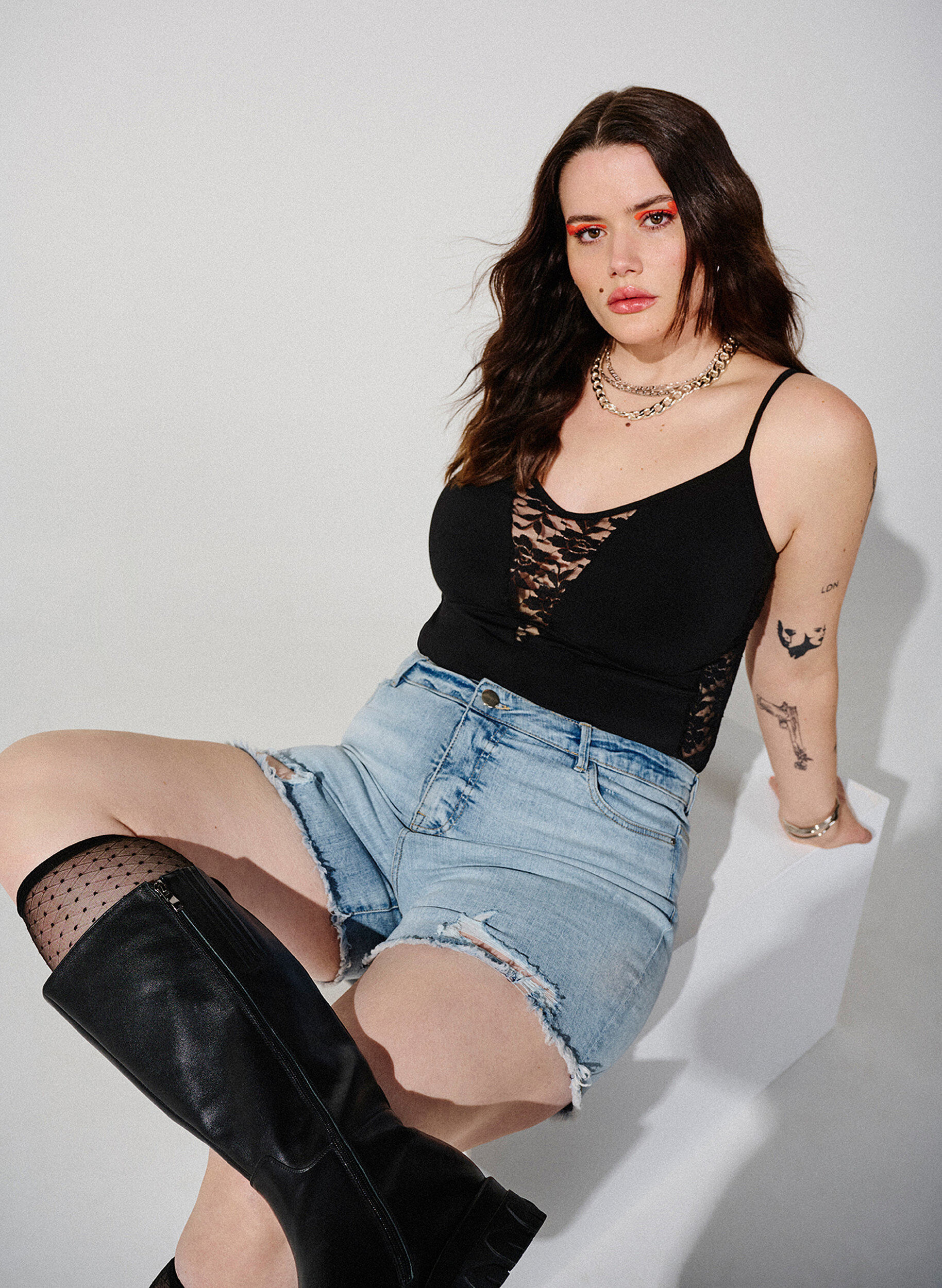 ZizziBodystocking met kant en spaghettibandjes, Black, Image image number 0