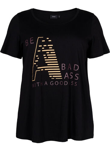 T-shirt de sport avec imprimé, Black w. Bad Ass, Packshot image number 0