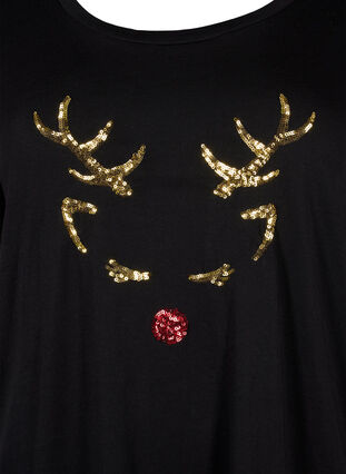 T-shirt de Noël en coton, Black Reindeer, Packshot image number 2