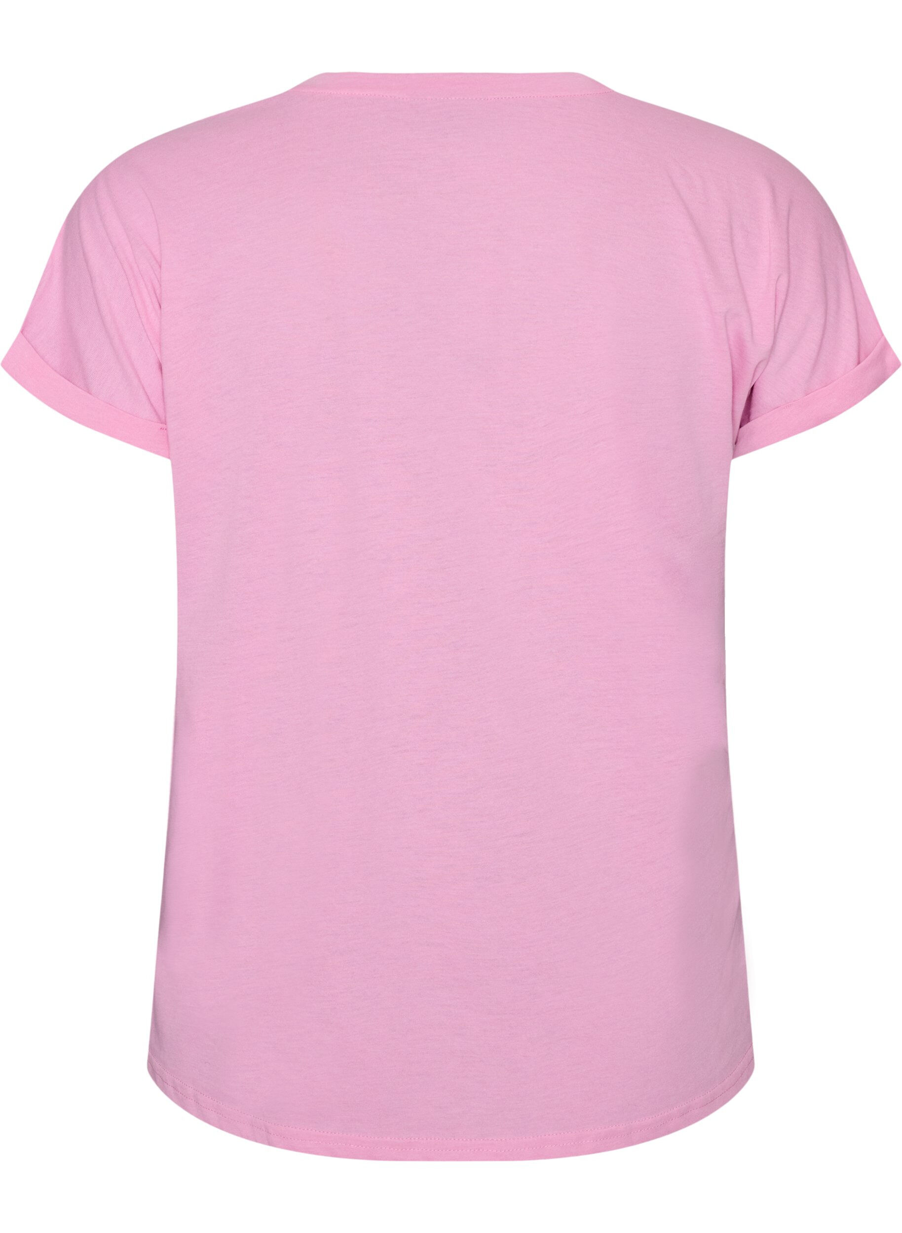 ZizziT-shirt met korte mouwen van katoenmix, Roze, Packshot image number 1