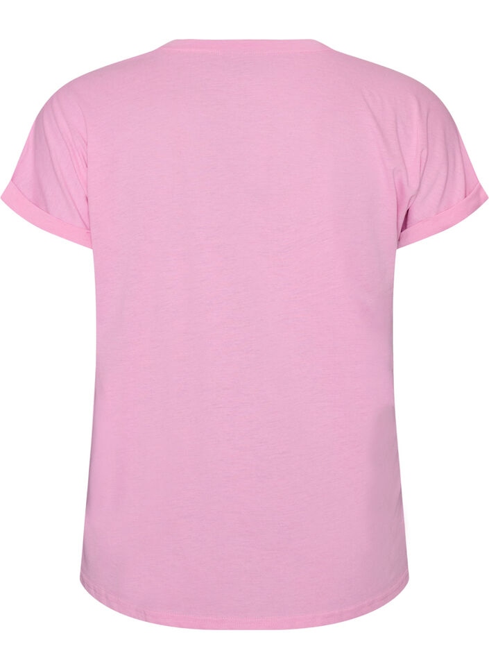 T-shirt met korte mouwen van katoenmix, Roze, Packshot image number 1