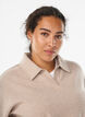 Blouse en jersey avec col et décolleté en V, Beige, Model image number 3
