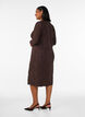 Robe midi &agrave; texture ondul&eacute;e et manches longues, Marron, Model image number 1