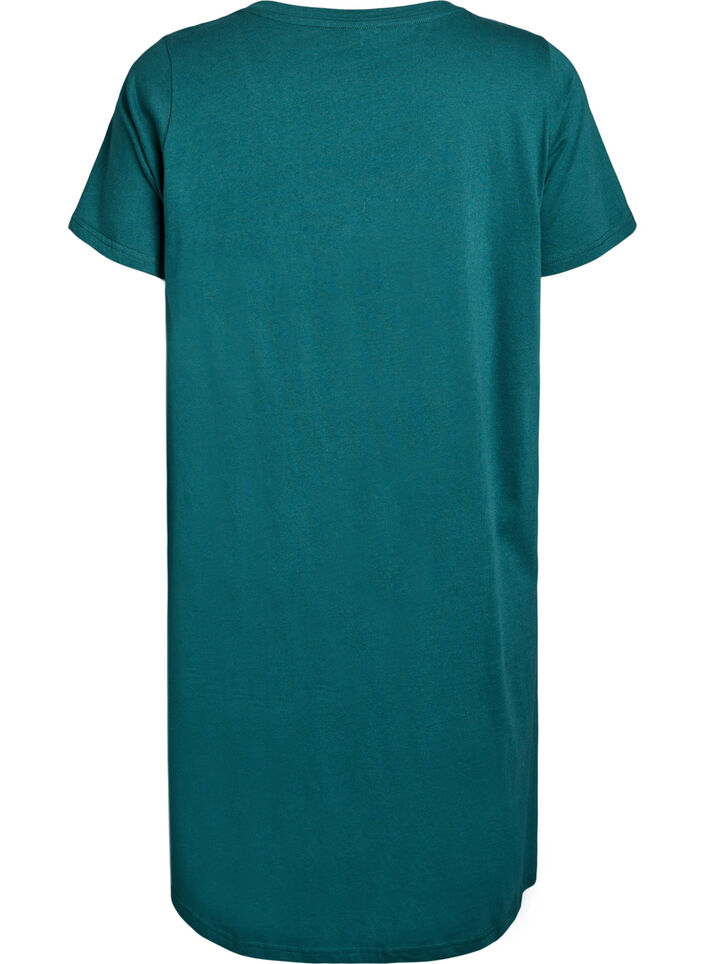 Chemise de nuit en coton biologique et &agrave; col en V, Vert fonc&eacute;, Packshot image number 1
