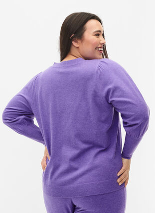 Cardigan en tricot avec fermeture à bouton, Purple Opulence Mel., Model image number 1