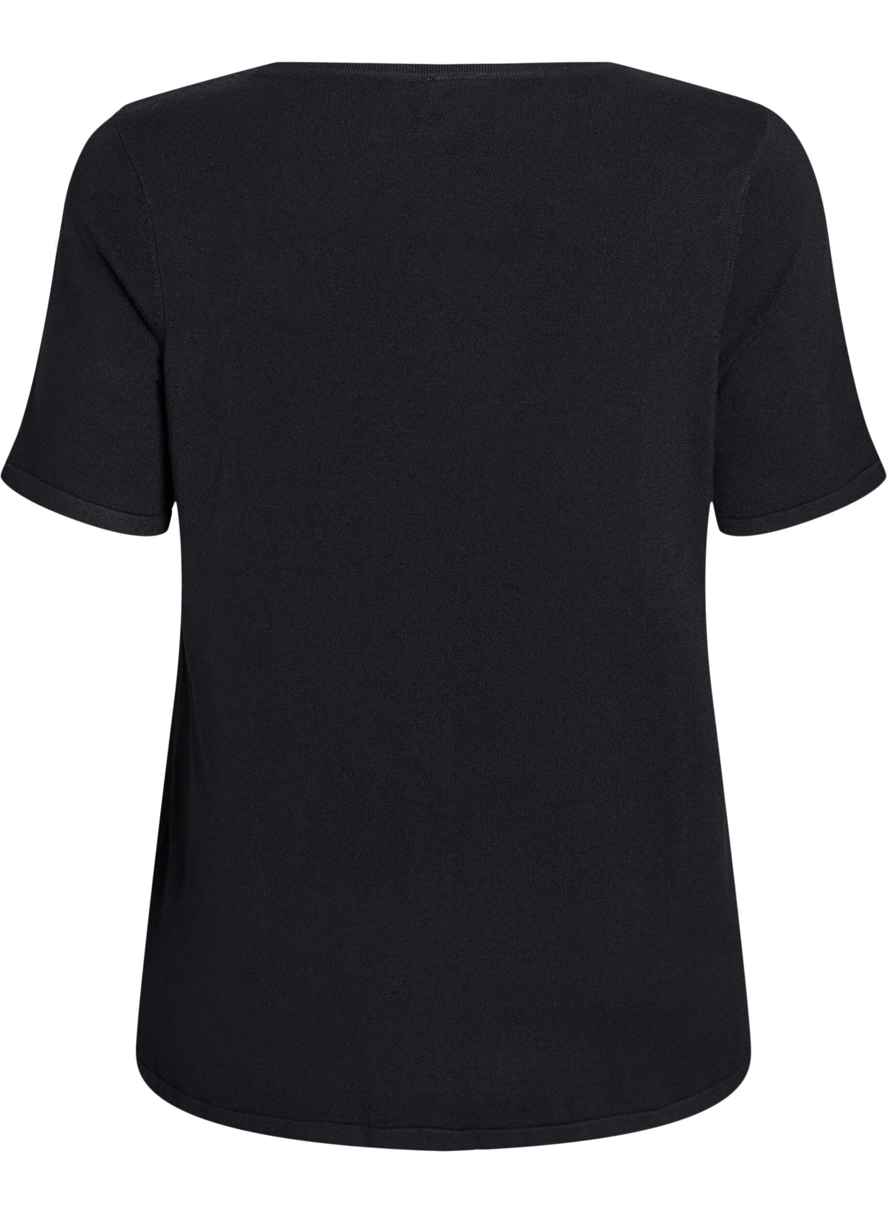 Zizzi Blouse en maille &agrave; manches courtes en viscose, Noir, Packshot image number 1