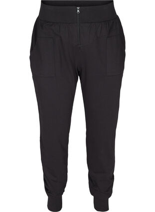 Pantalon ample avec fermeture éclair et poches, Black, Packshot image number 0
