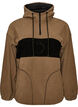 Anorak en polaire avec capuche et empi&egrave;cement contrastant, Marron, Packshot image number 0