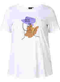 Katoenen t-shirt met ronde hals en opdruk