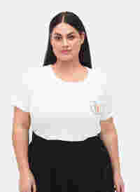 T-shirt en coton avec impression sur le devant, White Chest Print, Model