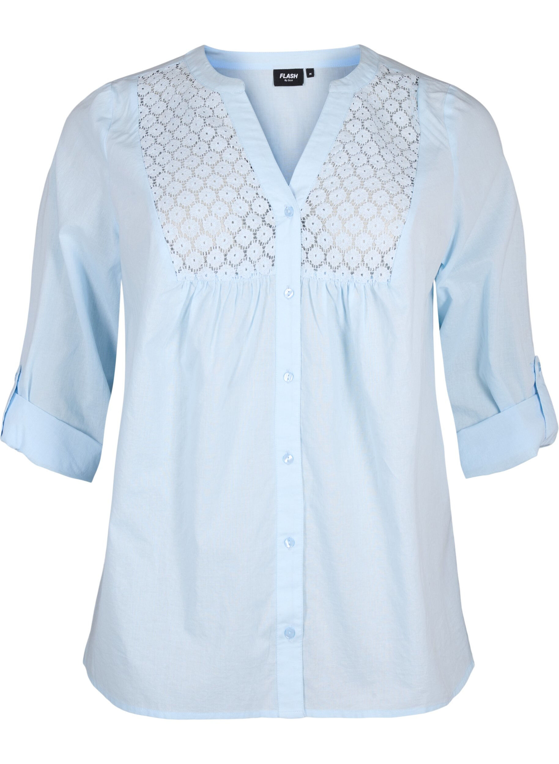 ZizziFLASH - Shirt met gehaakt detail, Cashmere Blue, Packshot image number 0