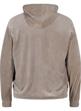 Velours vest met rits en capuchon, Taupe Gray, Packshot image number 1