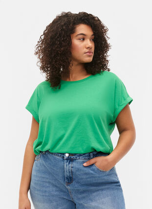 T-shirt à manches courtes en coton mélangé, Kelly Green, Model image number 0