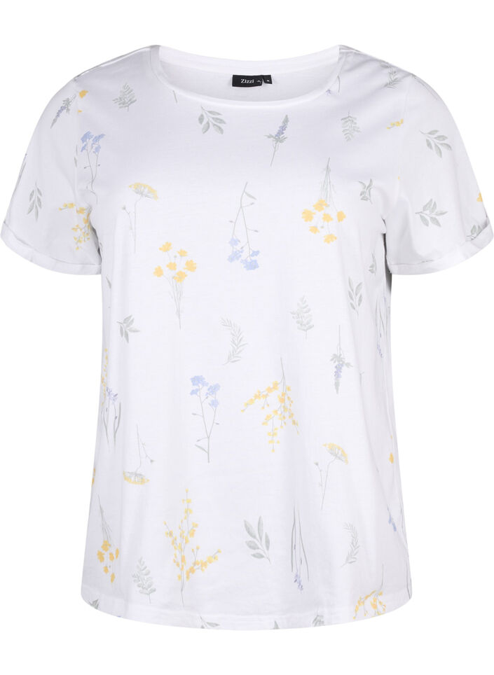 T-shirt en coton biologique avec imprimé floral, Bright W. AOP, Packshot image number 0