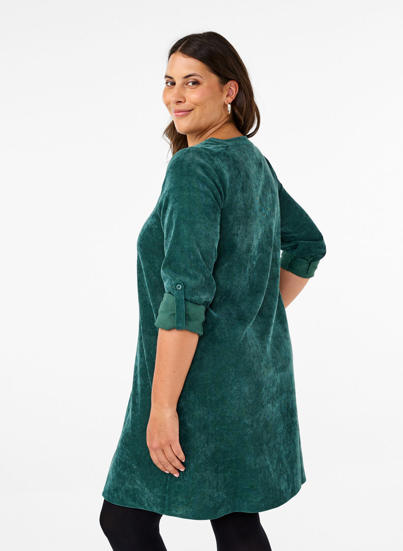 Robe en velours avec détail de fermeture éclair, Posy Green, Model image number 1
