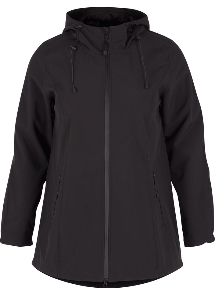 Veste softshell courte à capuche, Black, Packshot image number 0
