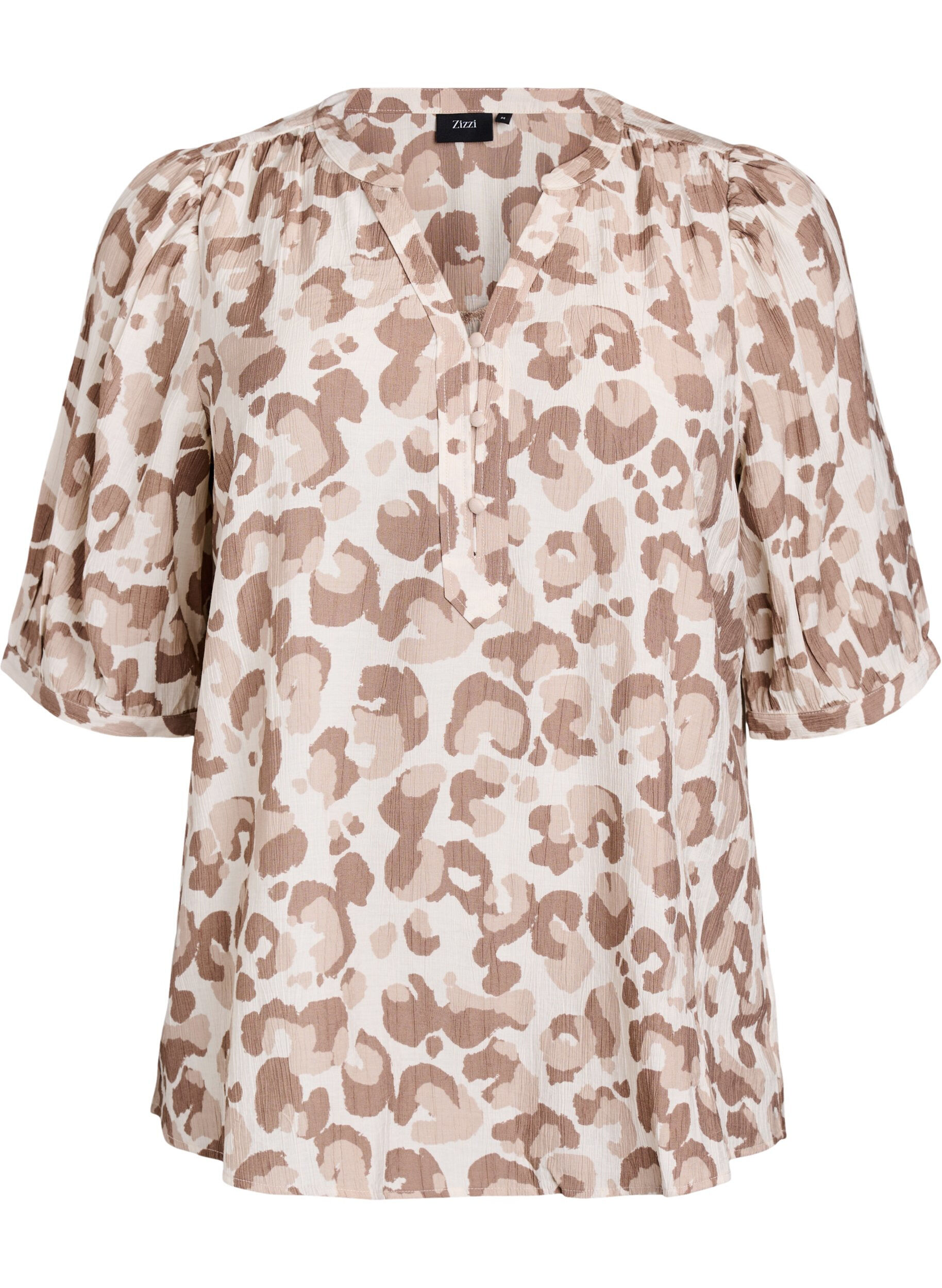 ZizziBlouse met luipaardprint en 1/2 mouwen, Wit, Packshot image number 0