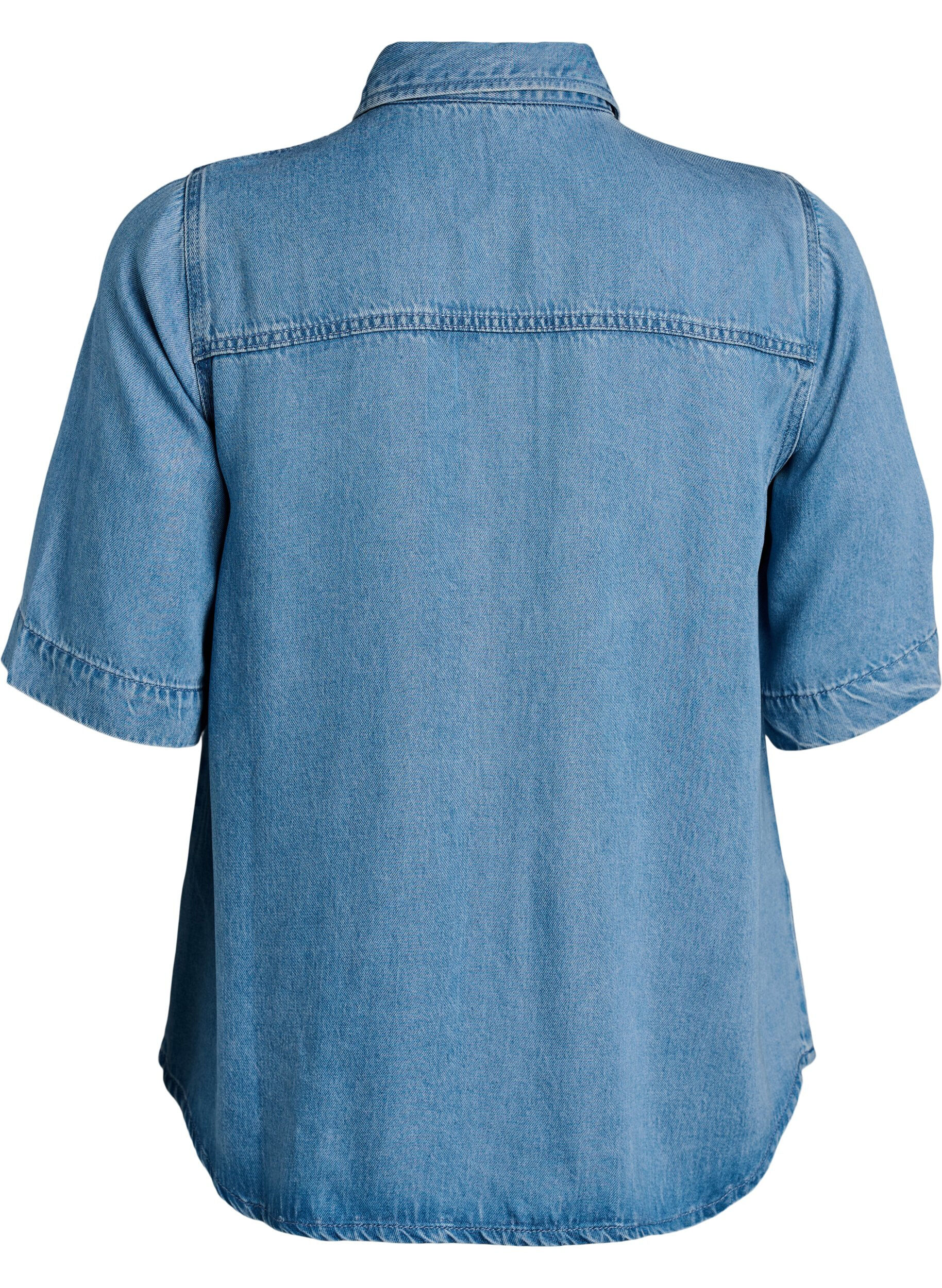 ZizziDenimlook lyocell shirt met korte mouwen, Blauw, Packshot image number 1