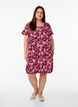Katoenen jurk met korte mouwen en print, Donker Bordeaux, Model image number 1
