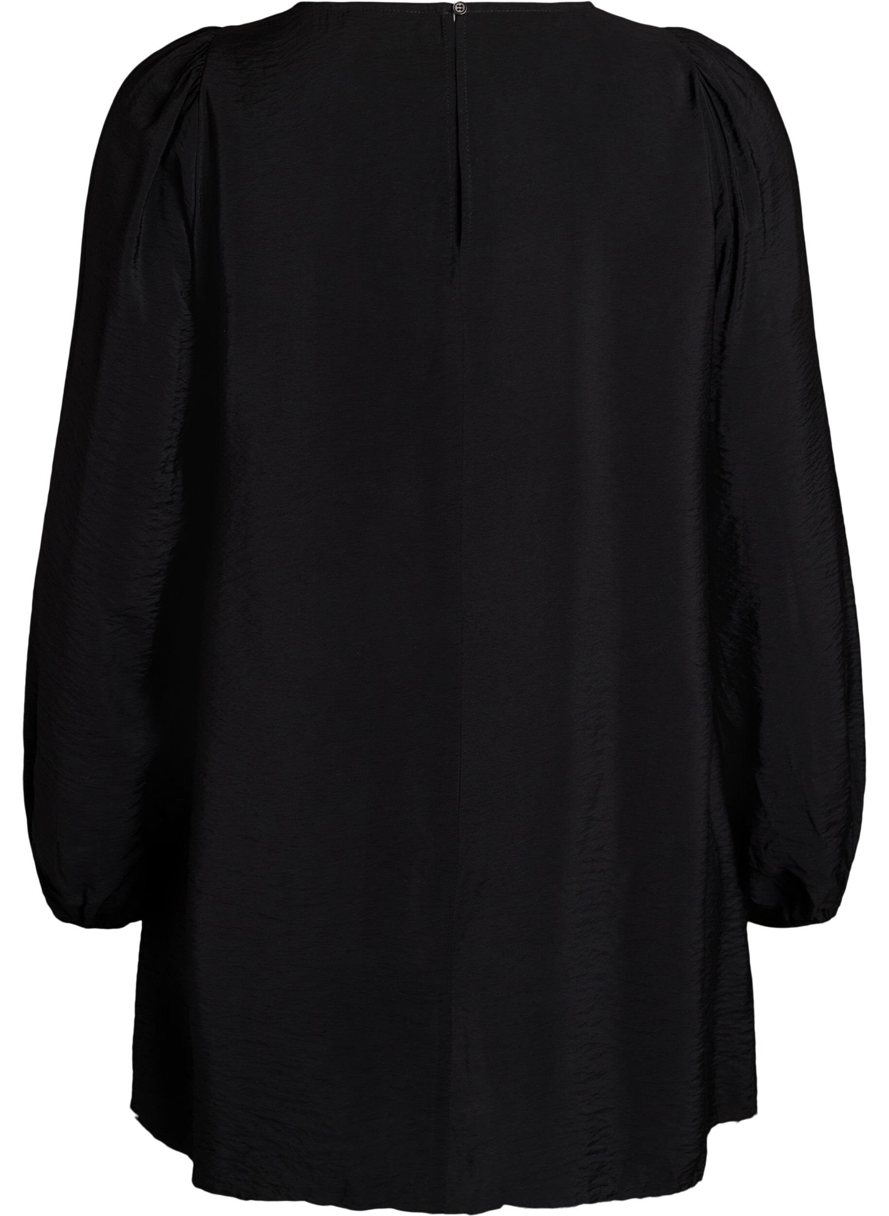 ZizziViscose tuniek met kanten detail, Zwart, Packshot image number 1