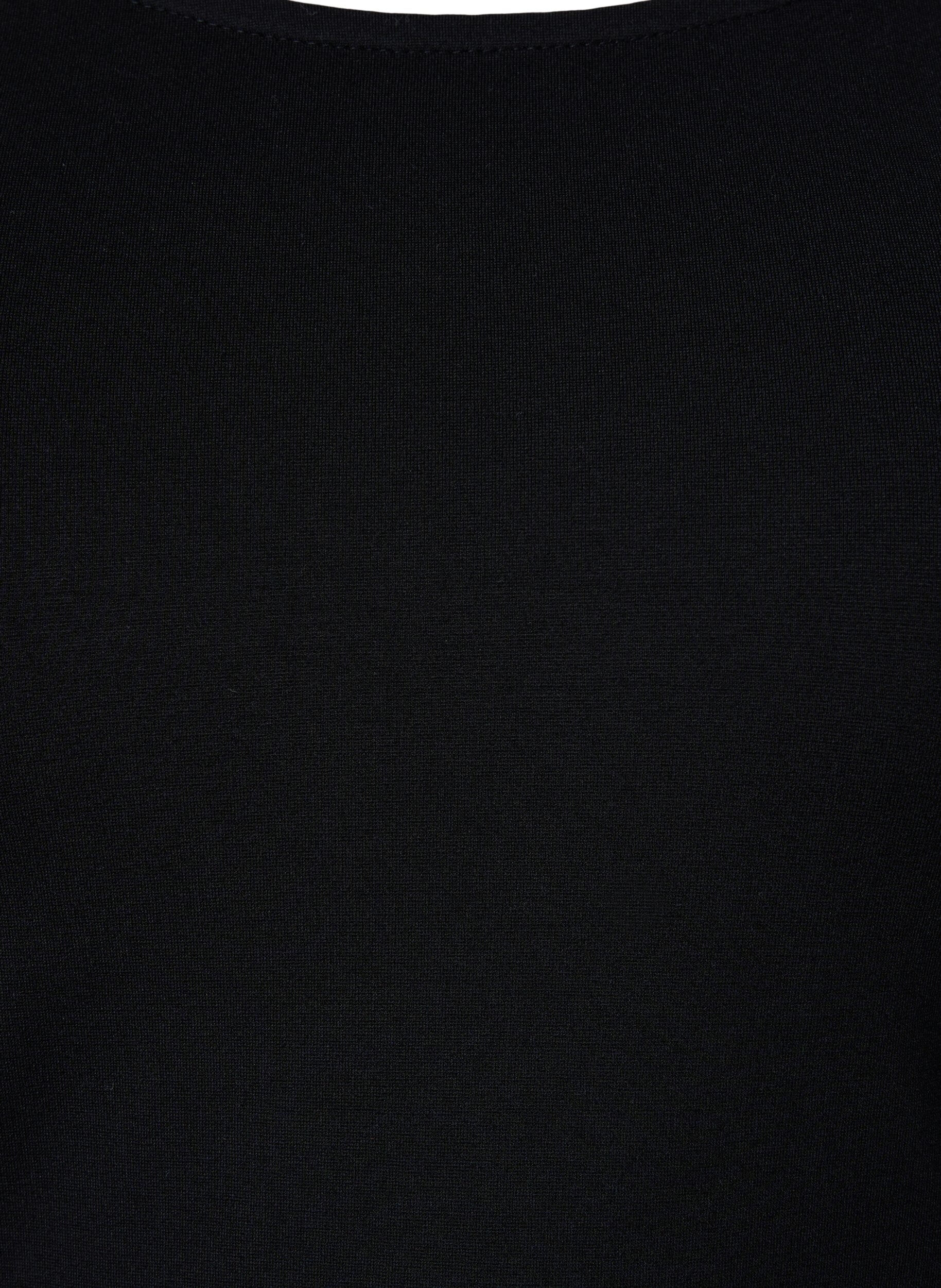 ZizziEffen jurk met 3/4-mouwen en split, Black, Packshot image number 2