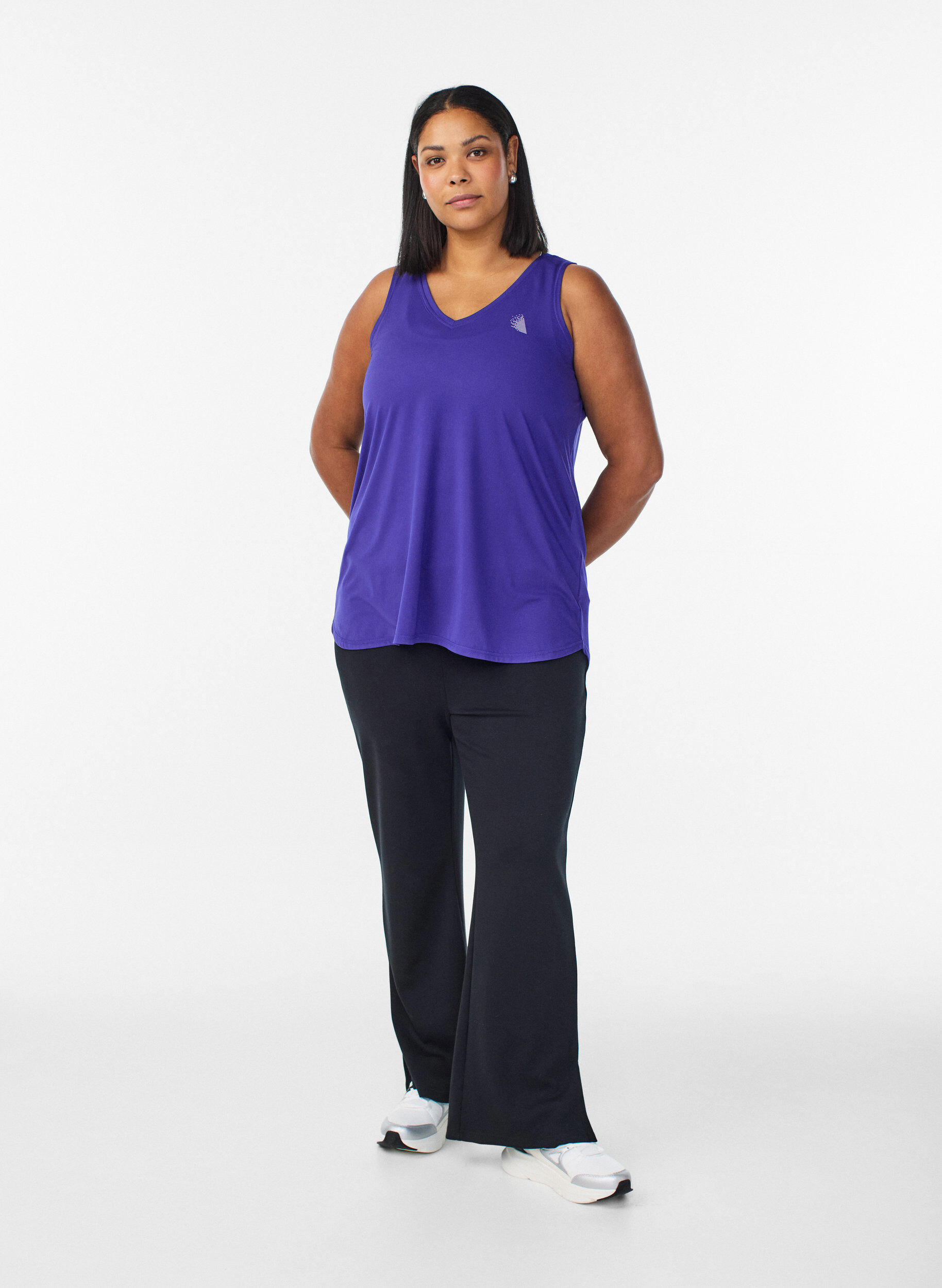 Zizzi Sports top with V-neck, Violet, Model image number 1
