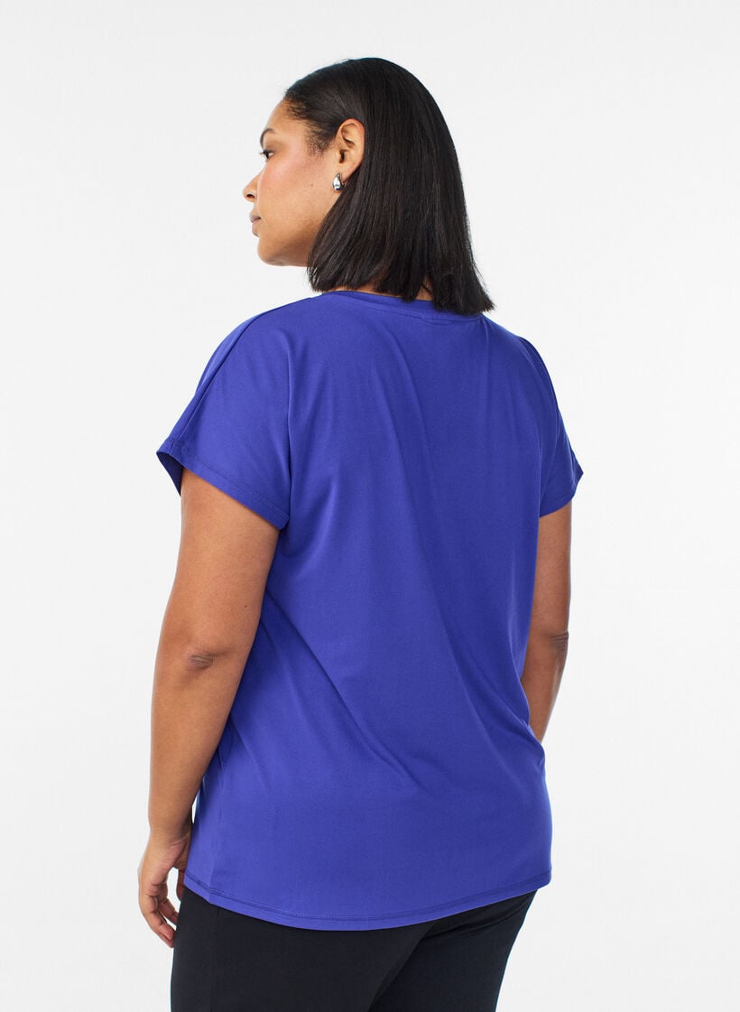 Losvallend trainings-T-shirt met V-hals, Paars, Model image number 2