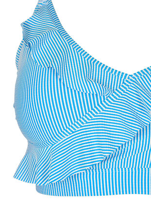 Haut de bikini rayé avec volants, BlueWhite Stripe AOP, Packshot image number 2