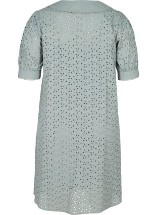 Katoenen jurk met borduursel anglaise, Silver Blue, Packshot image number 1