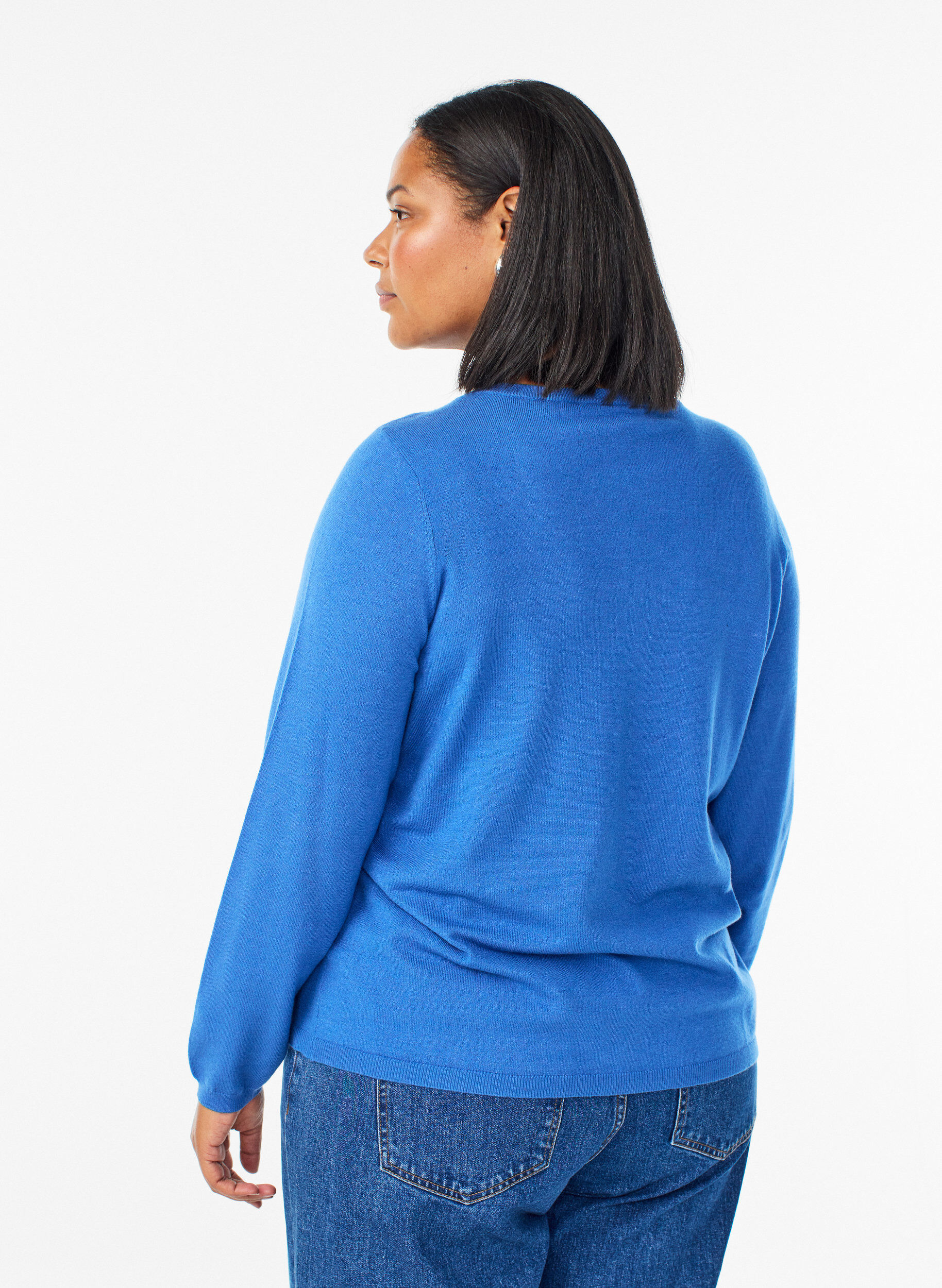 Zizzi Cardigan &agrave; boutons ronds, Bleu, Model image number 2