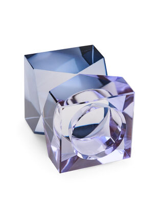 Kaarsenhouder in kristalglas, Blue, Packshot image number 1