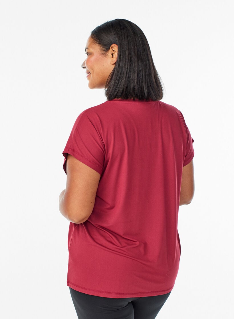 T-shirt de sport couleur unie, Rouge, Model