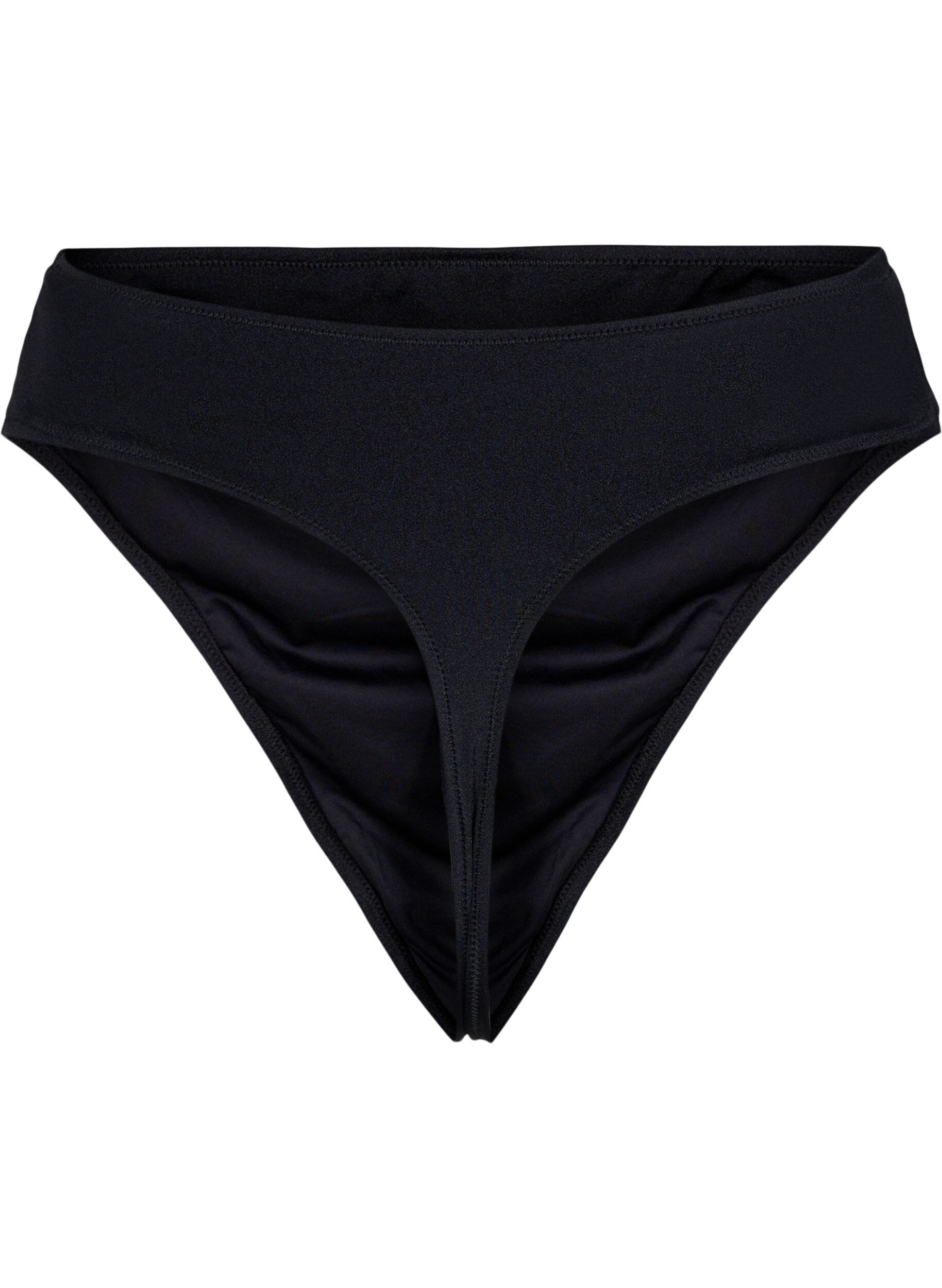 ZizziBikini string met normale taille, Zwart, Packshot image number 1