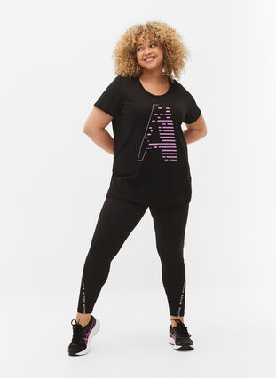 Sport-T-shirt met print, Black w. Purple A, Model image number 2