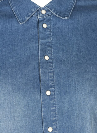 Denim blouse met pofmouwen, Blue denim, Packshot image number 2