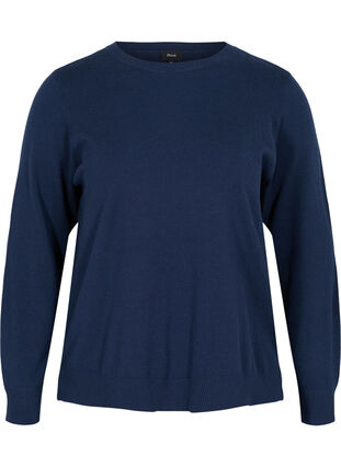Pull en tricot avec fente, Navy Blazer, Packshot image number 0