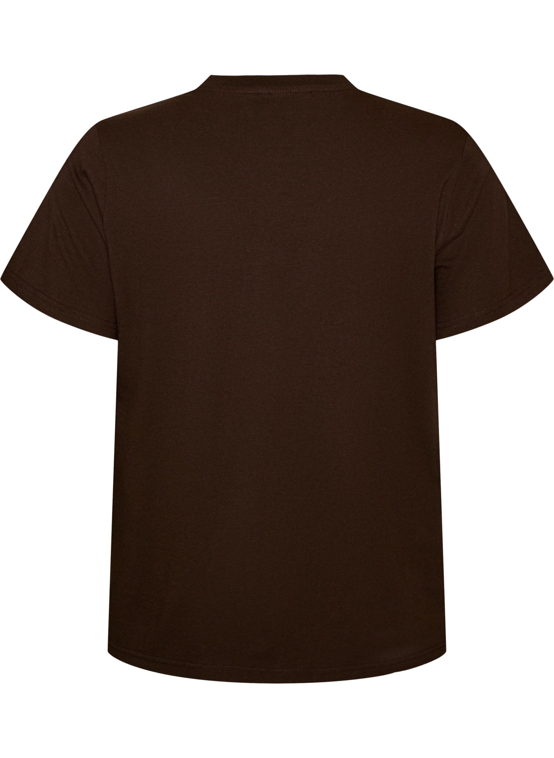 ZizziT-shirt en coton bio avec imprim&eacute; sur le devant, Marron, Packshot image number 1