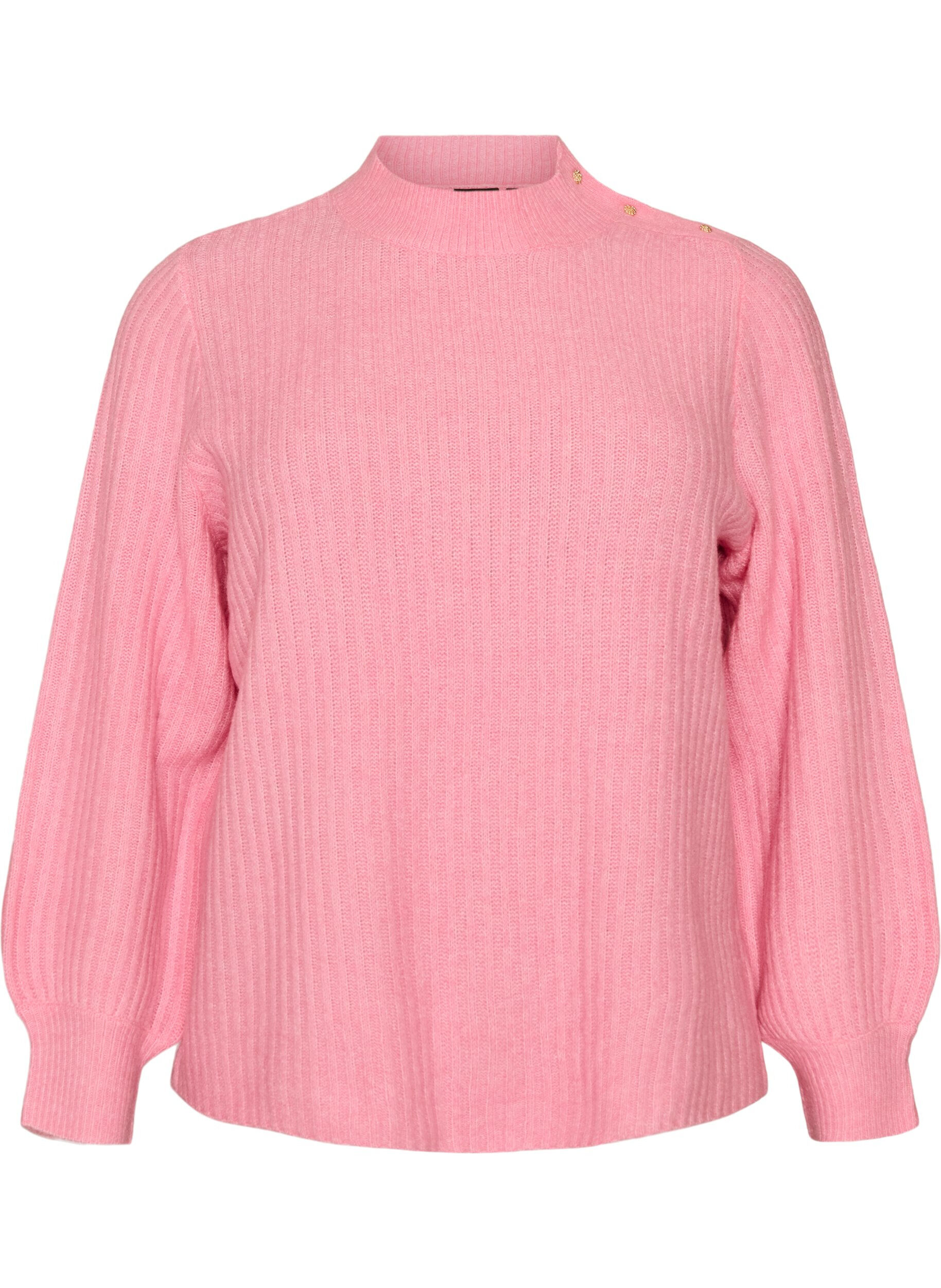 ZizziPull c&ocirc;tel&eacute; &agrave; manches bouffantes et boutons, Rose, Packshot image number 0