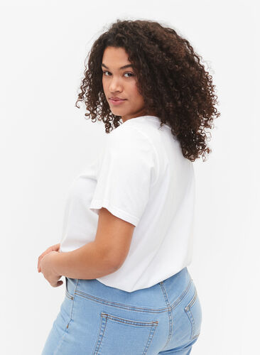 T-shirt en coton avec imprimé, Bright White COLOR, Model image number 1