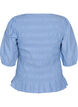 Blouse smock&eacute;e avec ourlet &agrave; volants et col bateau, Bleu, Packshot image number 1